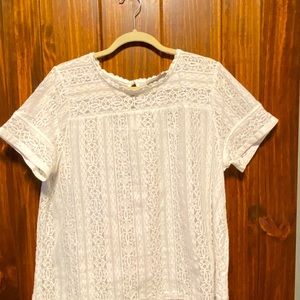 Loft white lacy short sleeved top